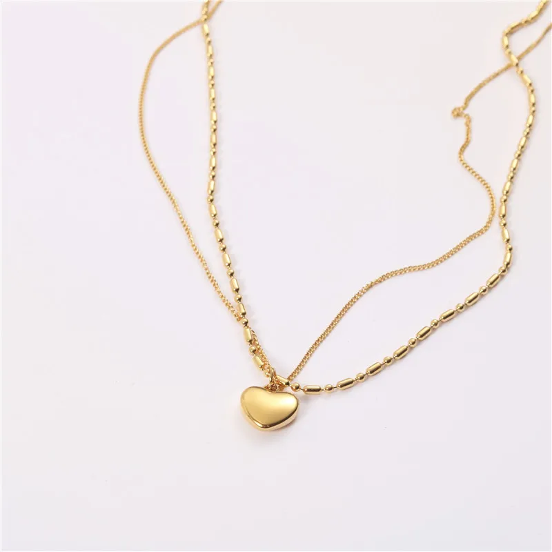 

Joolim Jewelry 18K Gold Plated Double-layer Ball&Heart Pendant Choker Necklace Stainless Steel Jewelry Wholesale
