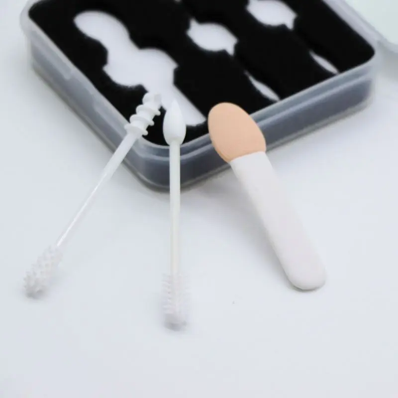 

Portable Double-headed Reusable Ear Stick In Box Makeup Silicone Cotton Swab, White,pink,complexion