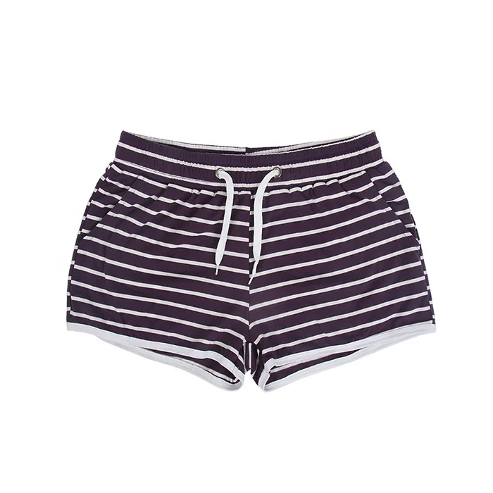 

Free Shipping Hot Sale Loose Sports Shorts Summer Beach Shorts Women Drawstring Striped Shorts, Accept customized colors