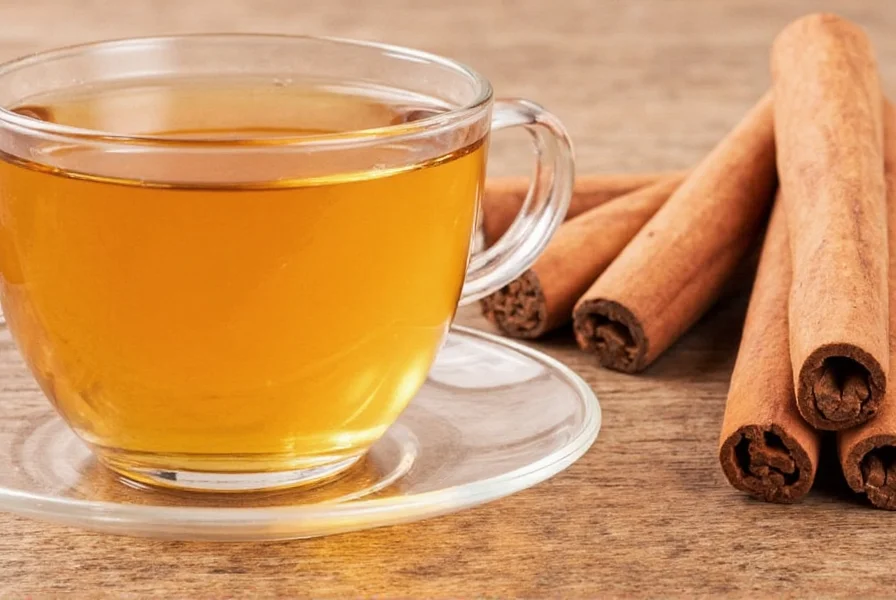 Step-by-step illustration of adding cinnamon stick to teapot with proper water temperature
