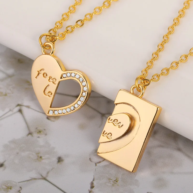 

Gold Couples Necklace Couples Gifts for Him and Her Matching Necklace