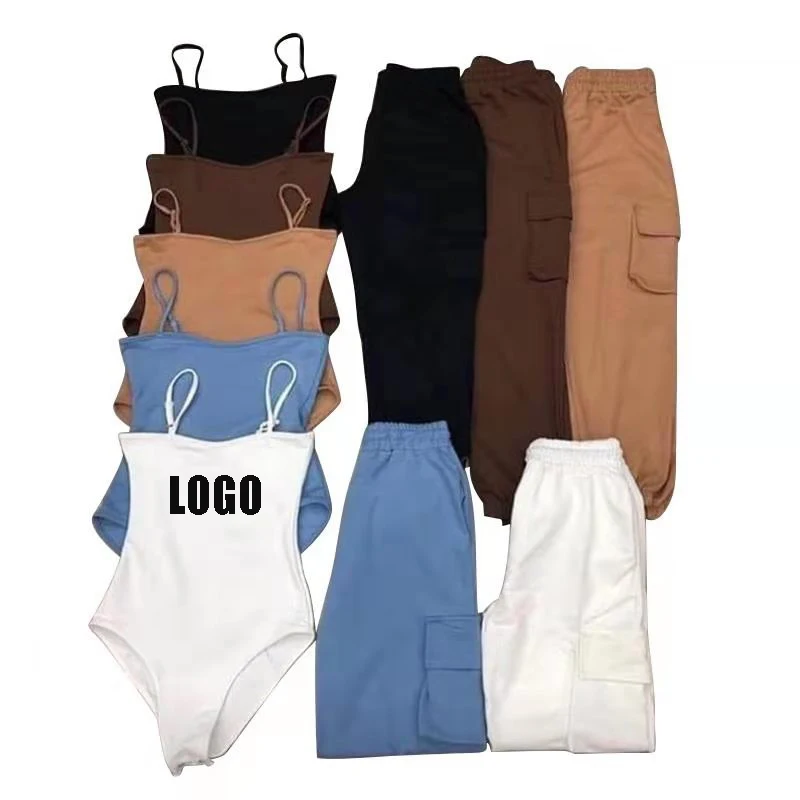 

2021 Casual Plus Size Print Sleeveless Jumpsuit Bodysuit Summer Tracksuits 2 Two Piece Cargo Pants Set Women Clothing, Picture