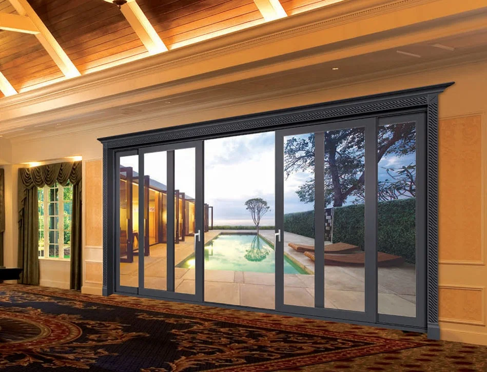 
exterior fiberglass hidden commercial hotel finished surface sliding glass doors for sale 