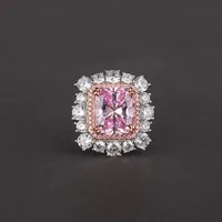 

New Design Princess Cut 925 Silver Jewelry Pink CZ Ladies Finger Ring Wedding Engagement Ring
