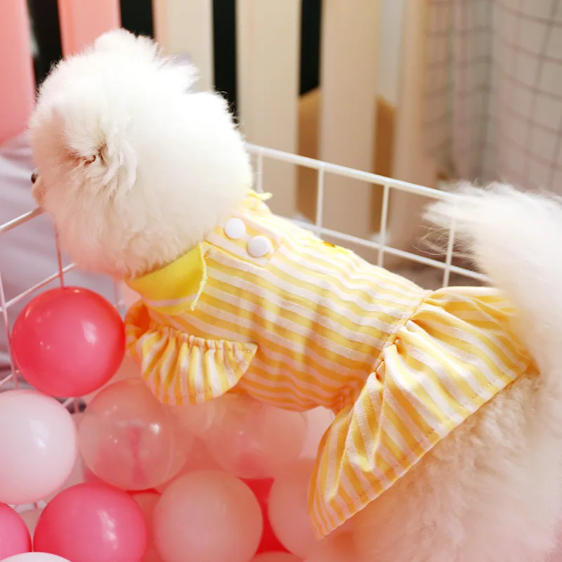 

Hot selling Polka Dot Ribbon Lovely Cotton Summer Dog Coat Clothing Cute Luxury Pet Clothes Dress Accessories