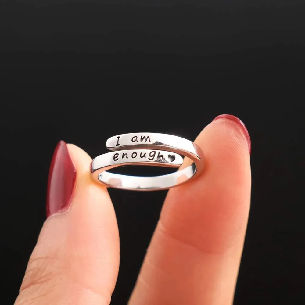 

Rainbowking s925 sterling silver English personalized ring engraved white ring female simple fashion fine jewelry ring #7