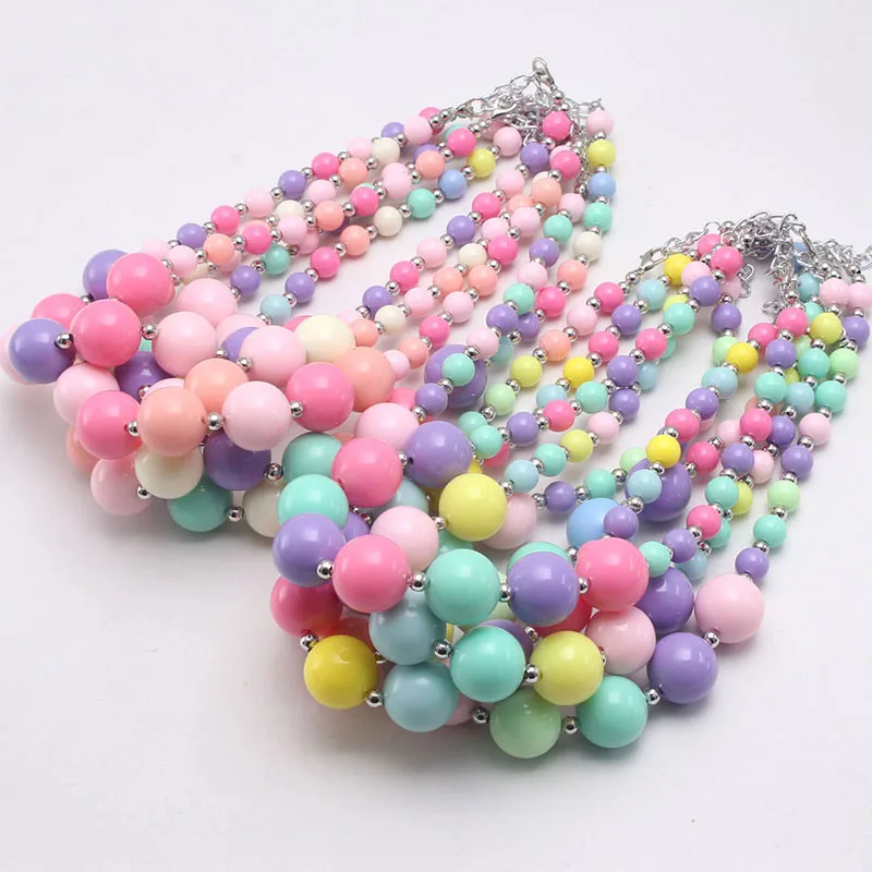 

Wholesale colorful acrylic beads little girls jewelry children fashion chunky necklace 2020, As picture show