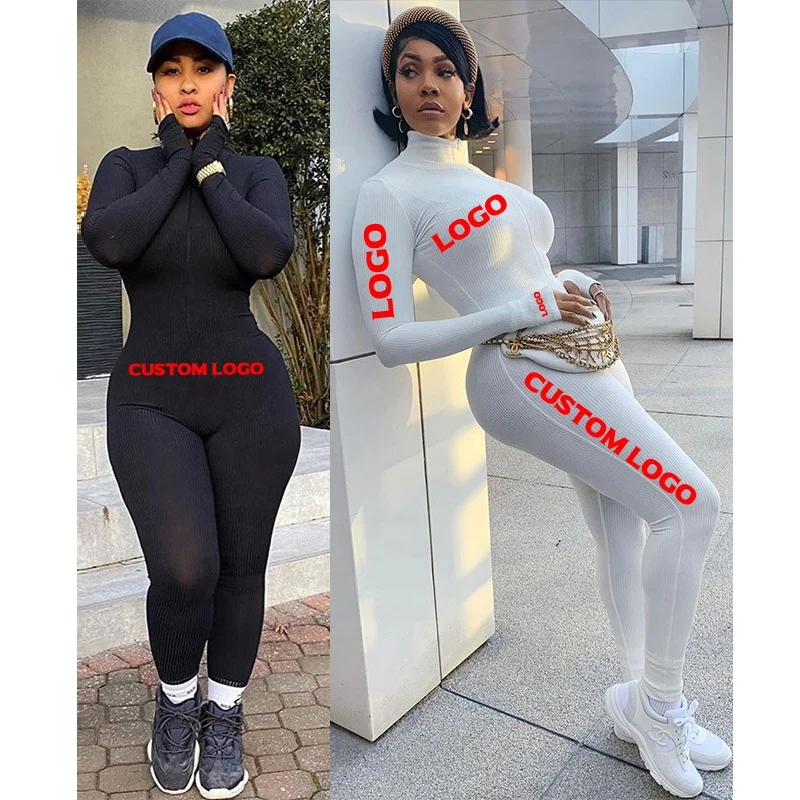 

Long Sleeve Spandex Active Wear Wholesale Playsuit Classy Custom Logo Women Black White Bodysuit, Picture