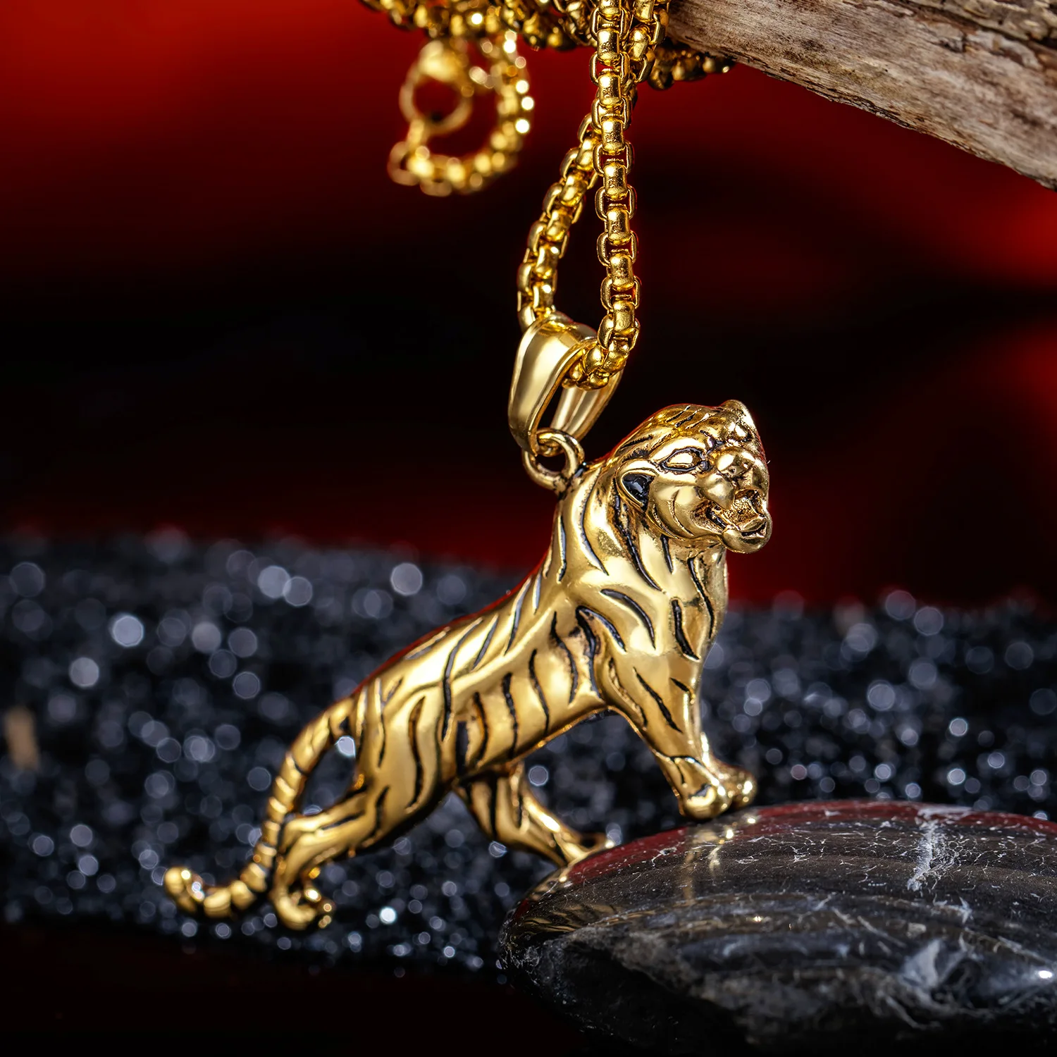 

Jessy Fashion 2021 New Designer Jewelry Amazon Hot-sell Stainless Steel Trendy Necklace Tiger Zodiac Necklace For Man, As shown