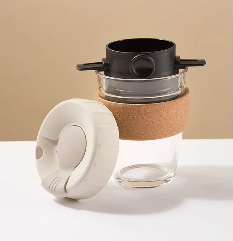 

Hand-made Coffee Pot Set Glass Coffee Cup Drip Filter Portable Cup, Black/yellow/blue color