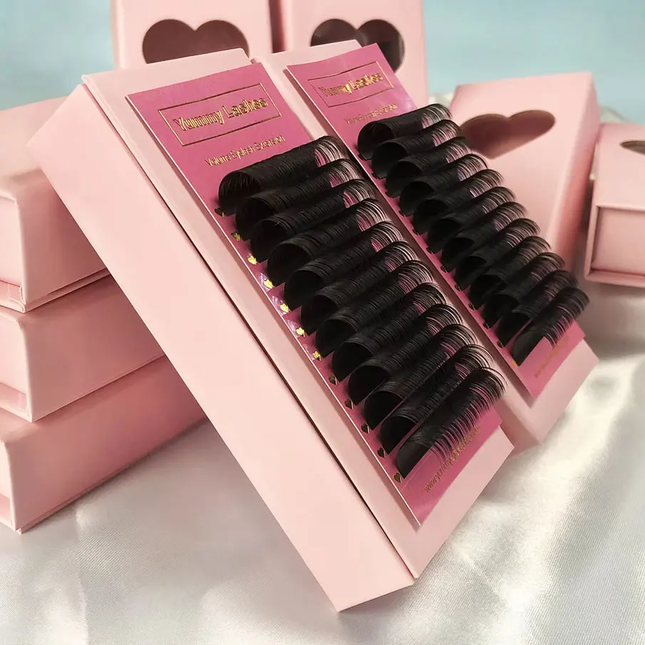 Custom Lash Extension Packaging Boxes Wholesale 0.03 0.05 0.07 Cashmere Lash Extensions Trays Matte Black Eyelash Extension