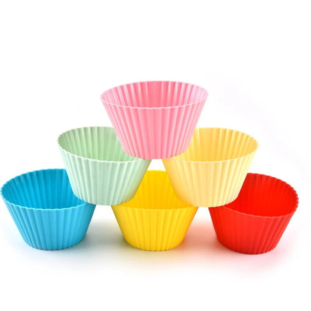 

Home Kitchen Cooking Supplies Cake Decorating Tools Silicone Cake Cup Round Shaped Muffin Cupcake Baking Molds, Multi-color