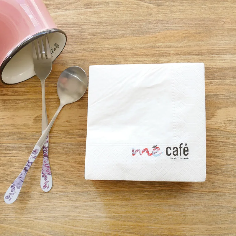 

20*20 cm 2 ply White or Nature Paper Napkin Serviettes Custom Printed with Your Own Logo