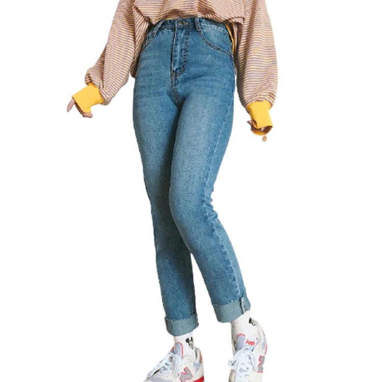 
Womens winter Cotton spandex elastane High Rise Petite Skinny Stretch Slim straight pencil Distressed Boyfriend Denim Jeans pant 