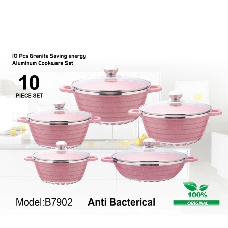 

non-stick die-cast aluminum 10 pcs Cooking Pots casserole and Pans Cookware Set, Customized color
