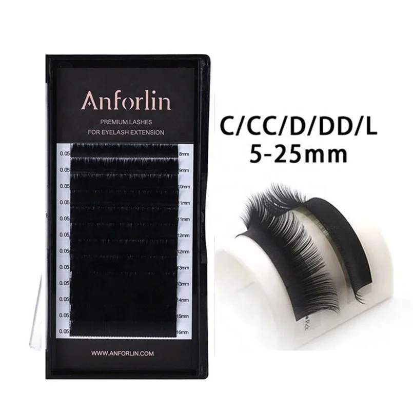 

Anforlin wholesale soft premium cashmere mixed volume lash trays dark matte easy fan eyelash extension supplies