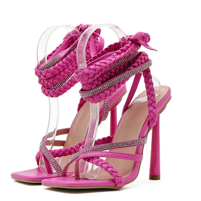 

Lace Up ladies shoes sandals Beautiful Fashion heals shoes for women Sexy Hard-wearing heel sandals women, Picture color