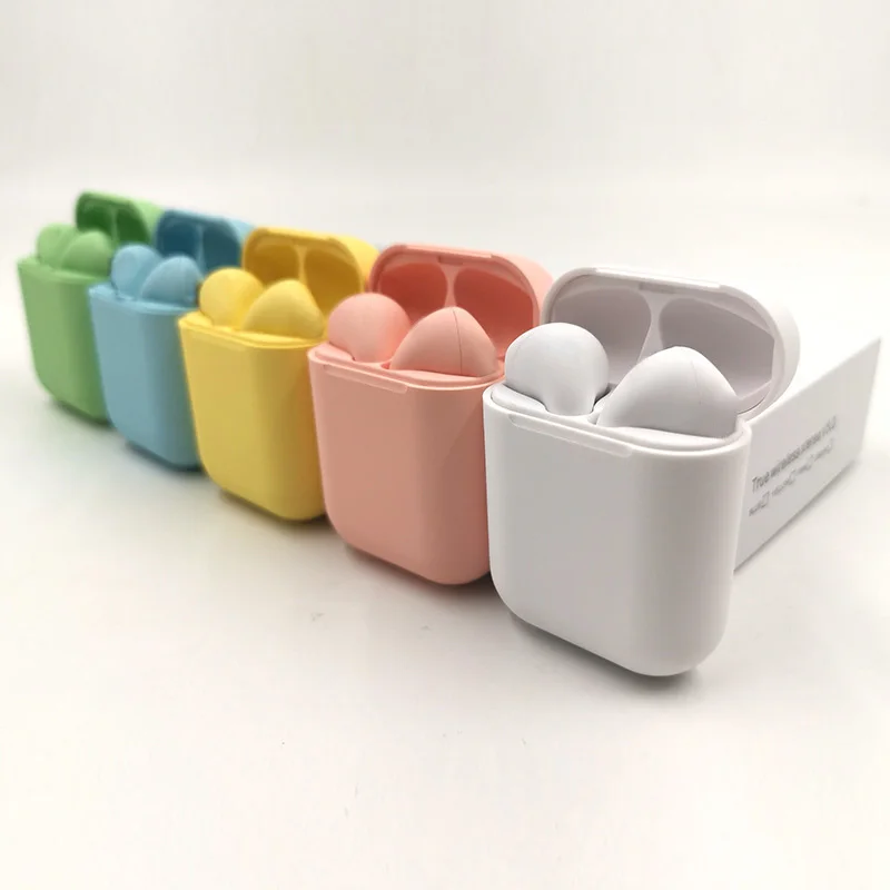 

New Arrival Macaron Inpods 12 Ear pods tws Wireless Earphone BT Earbuds i12 With Touch Control Blue Pink Green Yellow, Matte black, white, gray, pink, yellow, blue, green