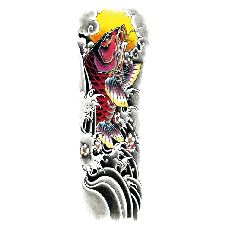 

Hot sale lasting colorful fish patterns temporary arm tattoo sticker, Cmyk