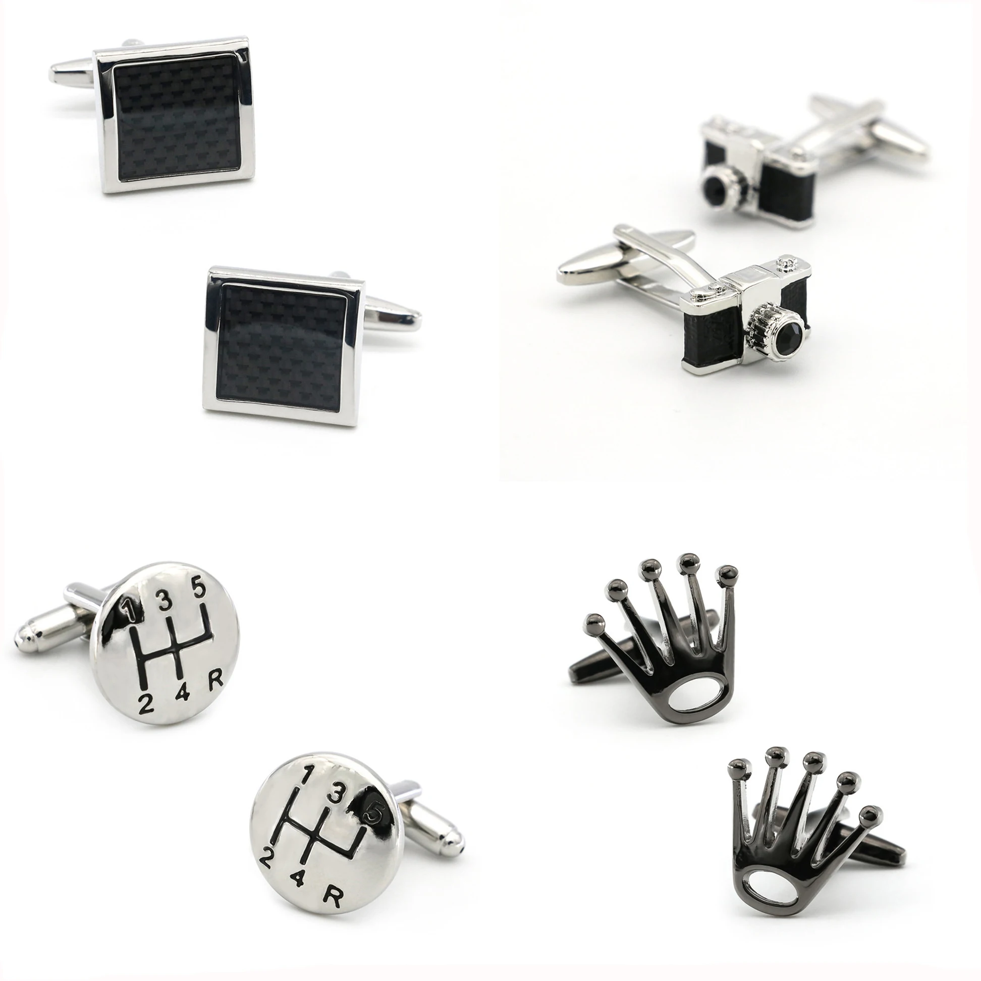 

Fashion Luxury Mens Cufflinks For Shirts Cuff links Golf Rose Camera Gold Crown In Stock, Many colors can be chose