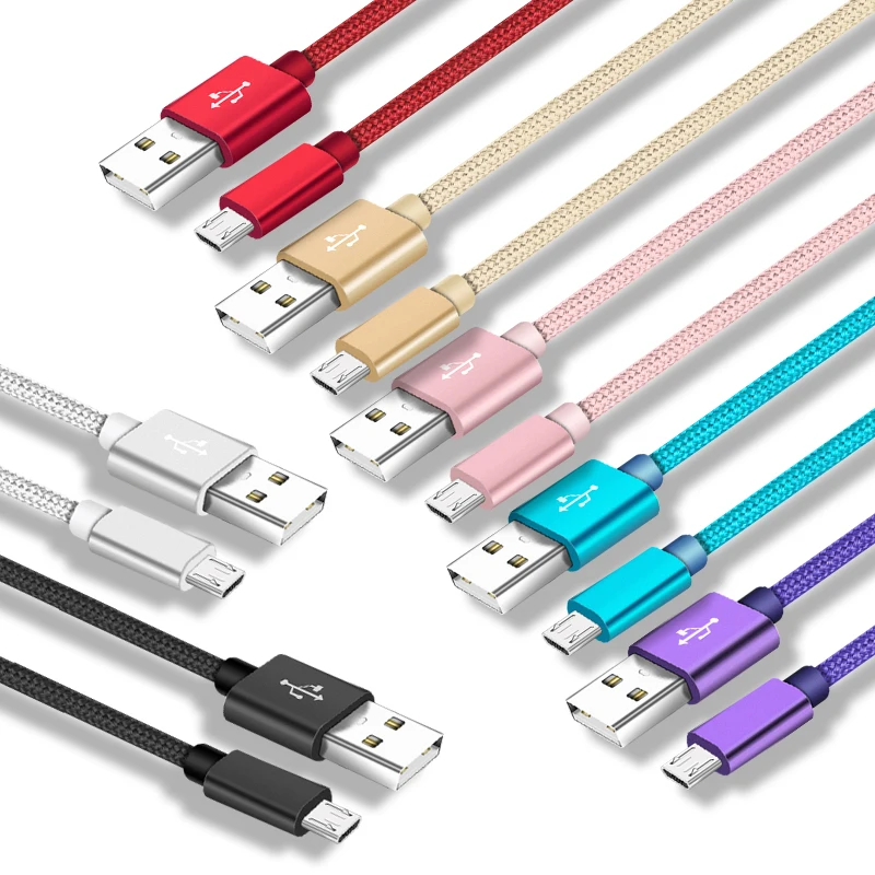 

Factory directly 3M 2M 1M nylon braided v8 micro usb charger cable 2A fast charging cord for micro interface electronics