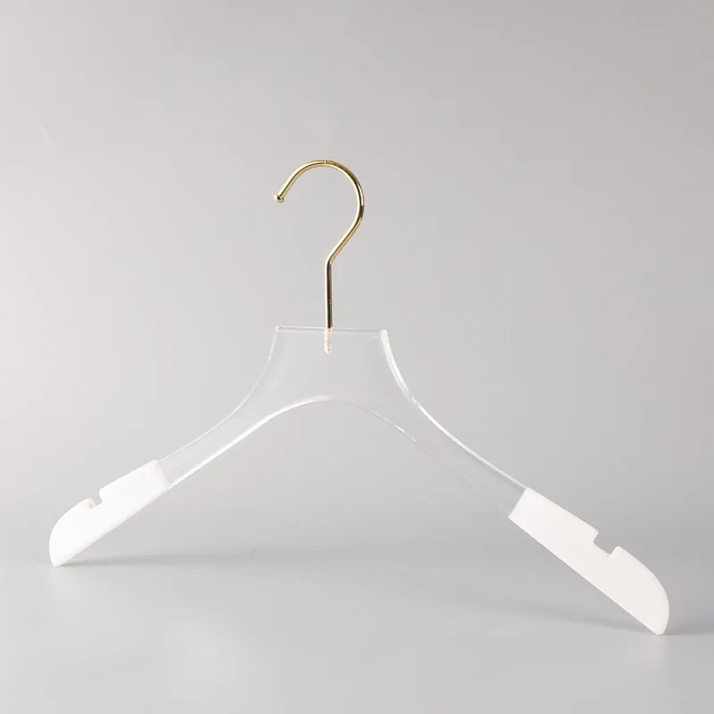 

Lucite Hanger Velvet Shoulder Garment Custom Logo Acrylic Hangers With Metal Hook, Customized