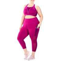 

2020 Women Hot Yoga Set Fitness Apparel Sleeveless Plus Size Wire free Bra And Mesh Panel Leggings