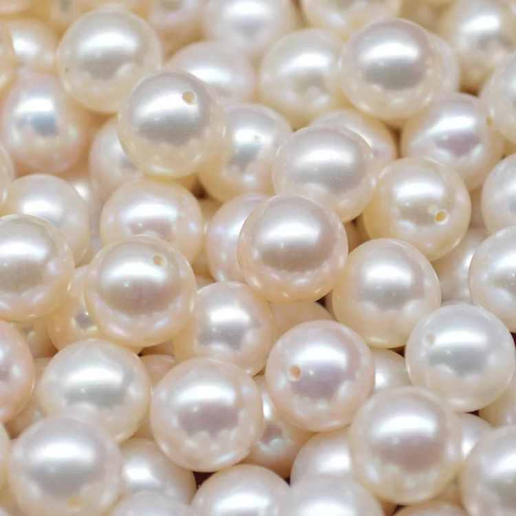 

ZZBKZ004 Freshwater Pearl 8 9Mm Round Aaa Semi Porous Granular Beads Wholesale Half Drilled Pearl Hole