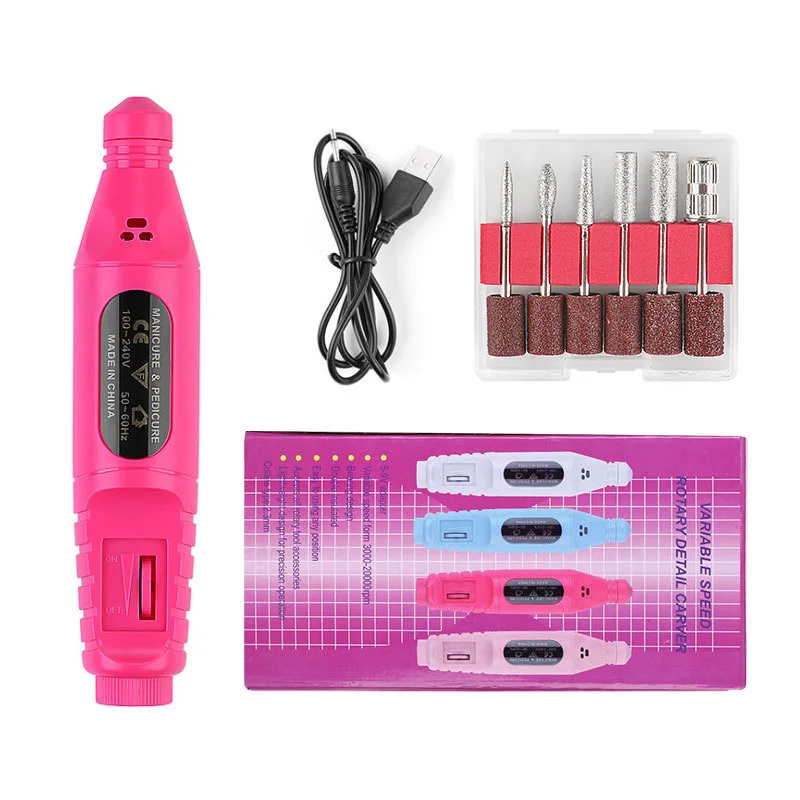 

Personal Care Nail Suppliers Electric Nail Drill File Machine Manicure Drill Pen 6 Bits Nail Equipment And Tools, 5 colors