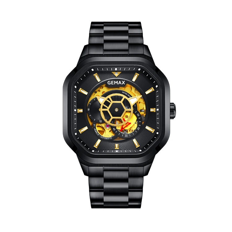 

New design mechanical watch mechanical movement custom logo black automatic watches