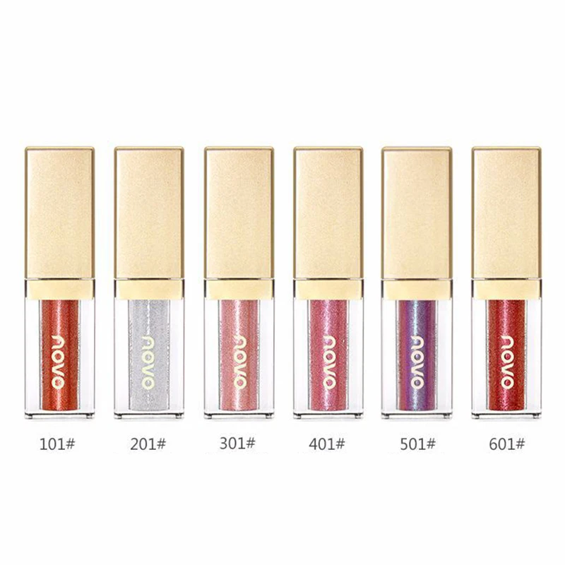 

NOVO Brand Metal liquid Eye Shadow 6colors Long-Lasting Eyes Makeup shimmer Glitter Eyeshadow Waterproof Glitter Eyeshadow