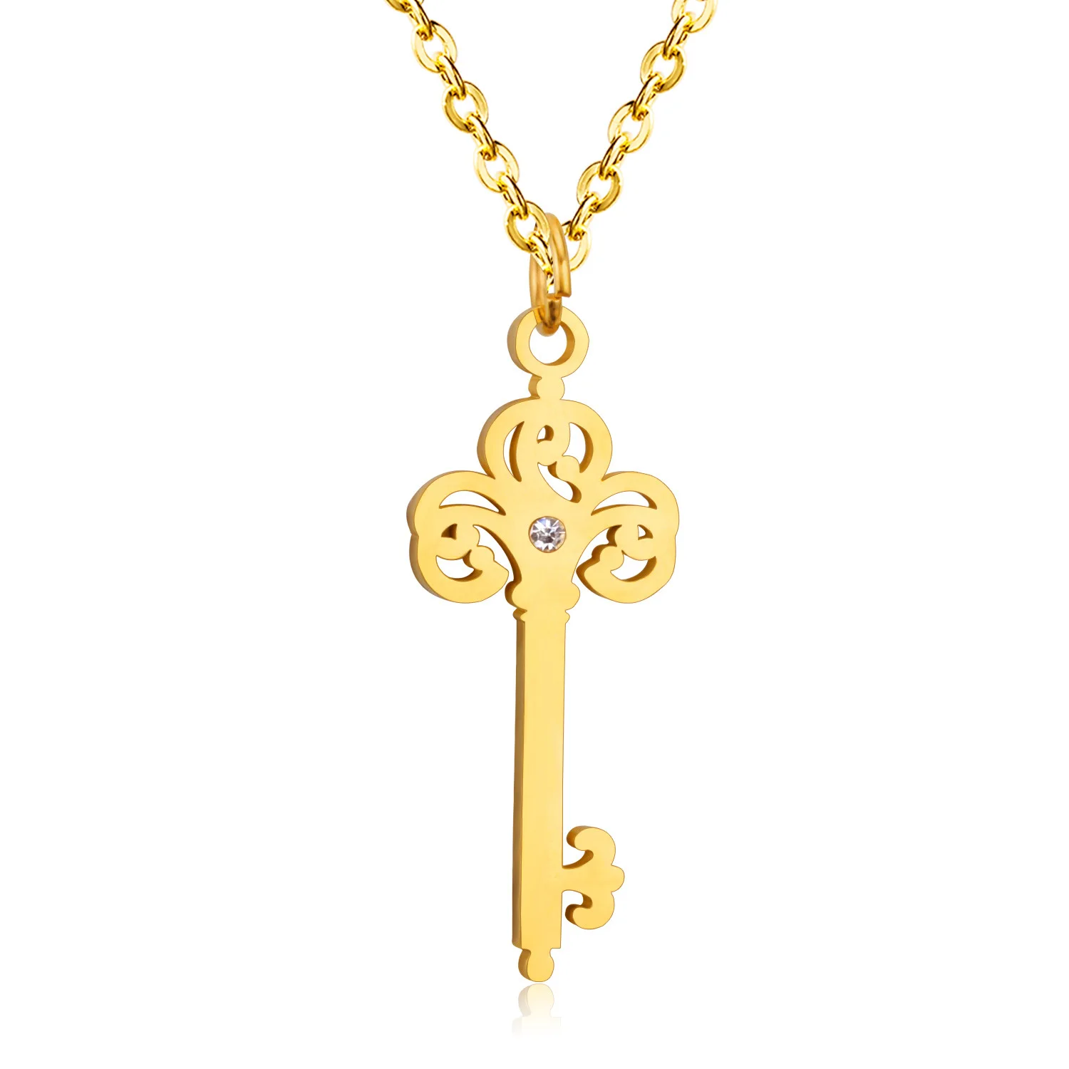 

Fashion vintage National style classical pattern hollow key-shaped pendant necklace choker factory direct wholesale