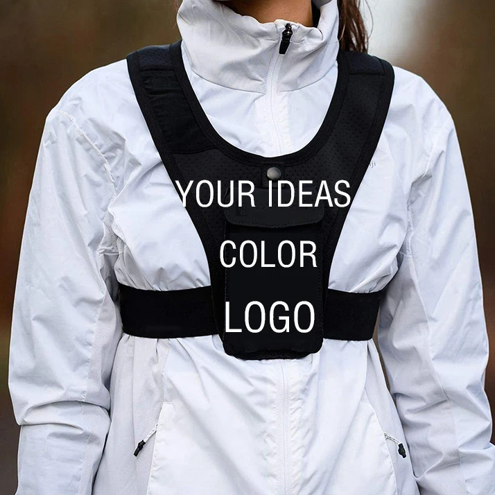 

Reflective Adjustable Marathon Chest Running Vest Mobile Phone Holder With Light Pockets For Sport Unisex waist bag, Customized color