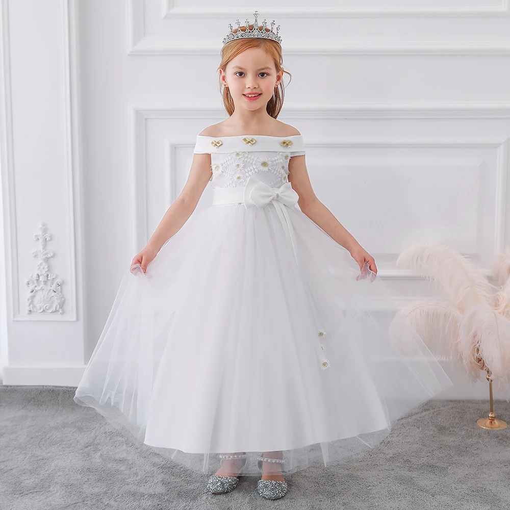 

Girl Kids Dress 12 Year Old Girl Models Party Wear Baby Garments Child Summer Gowns LP-232, White.pink.champagne.purple