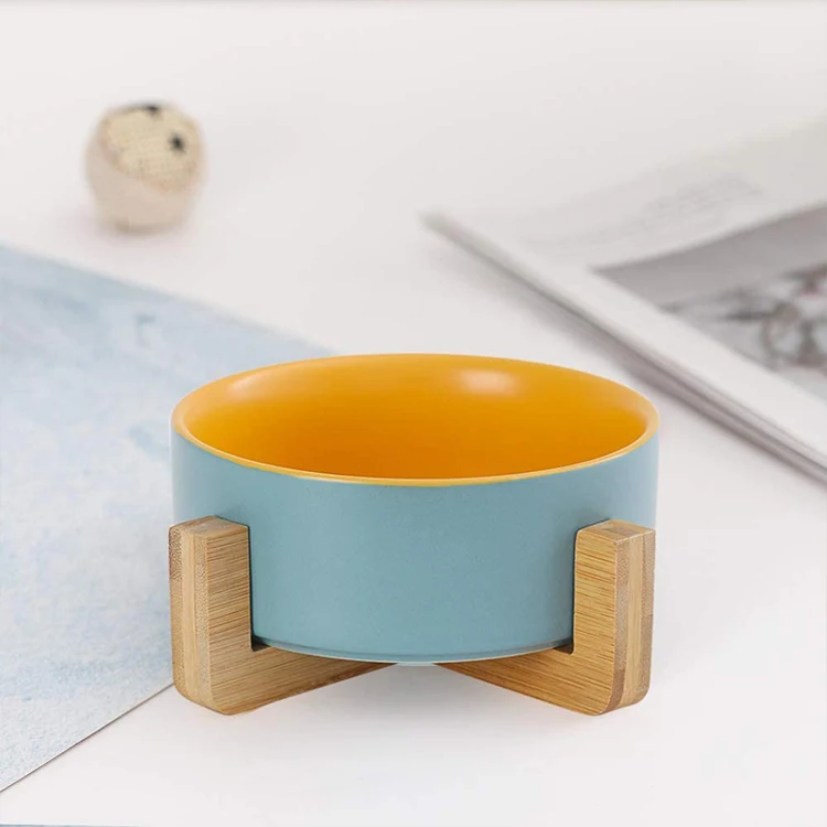 

Wholesale Ceramic Round Thick Cat-Dog Bowl Pet Custom Round Dog Bowl With Stand, Customized color