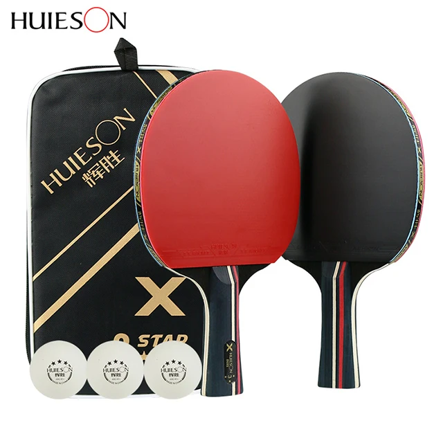 

HUIESON Cheap OEM Custom Printing With Logo 7 Layer Pure Wood Paddle Ping Pong Robot Set Bats Table Tennis Racket