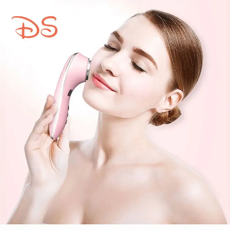 

New LED Ultrasonic Beauty Instrument Face Lifting Vibration Massager Hot and Cold Body Spa Home Beauty Tools, White/pink