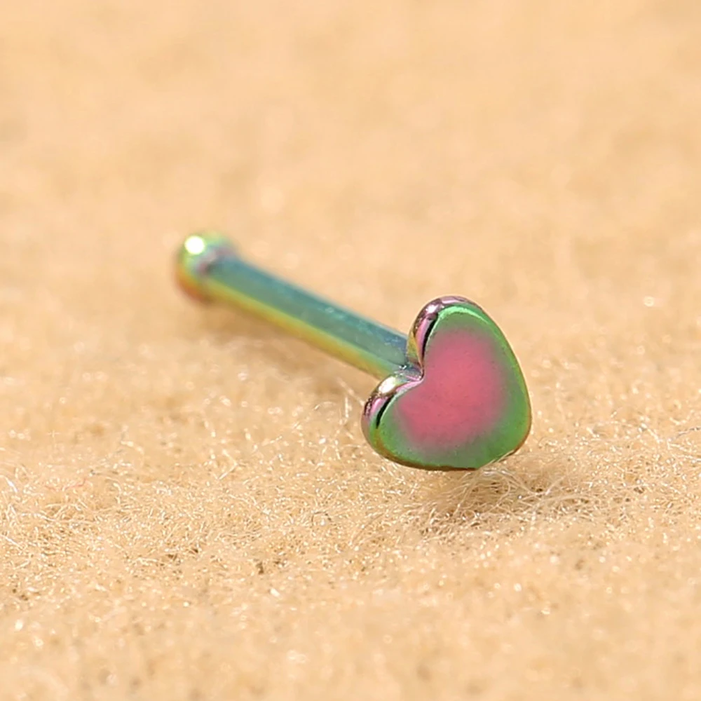 

Fashion Gradient Color Heart Stainless Steel Nose Ring Body Jewelry Personality Piercing Needles Body Piercing Jewelry Wholesale