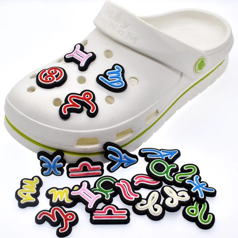 

Available Twelve Constellations Shoe Charms Factory custom design soft PVC decoration for scandal shoe bracelet, Customized