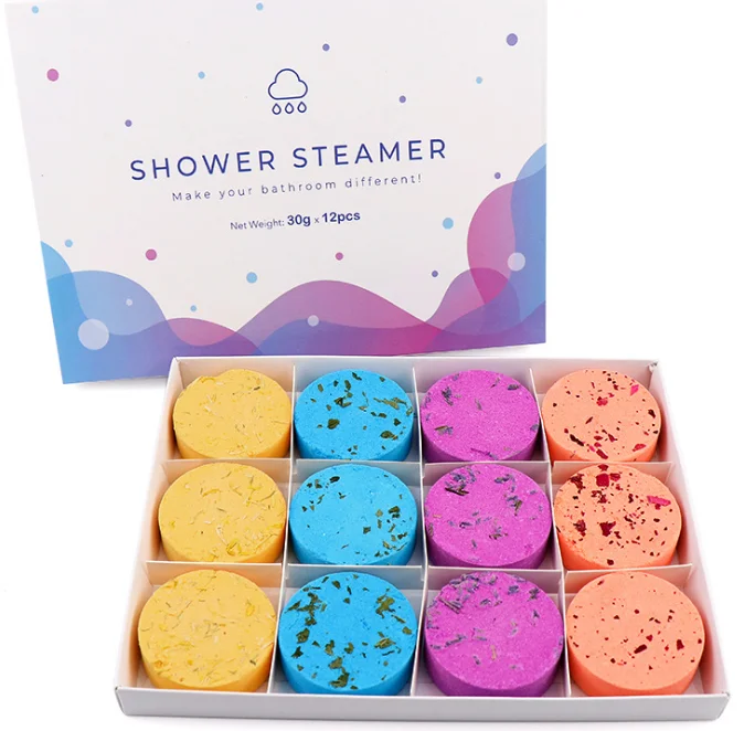 

cross-border aromatherapy shower tablets essential oil dried flower bubble bath tablets box shower steamer, Colorful