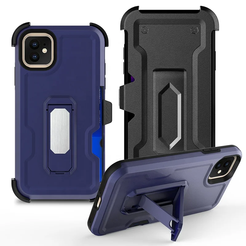 

3 in 1 Belt Clip Holster Cellphone Case for iPhone 11 Pro Max Heavy Duty Hybrid Shockproof Bumper Anti-Scratch Phone Case, Multi-color, can be customized