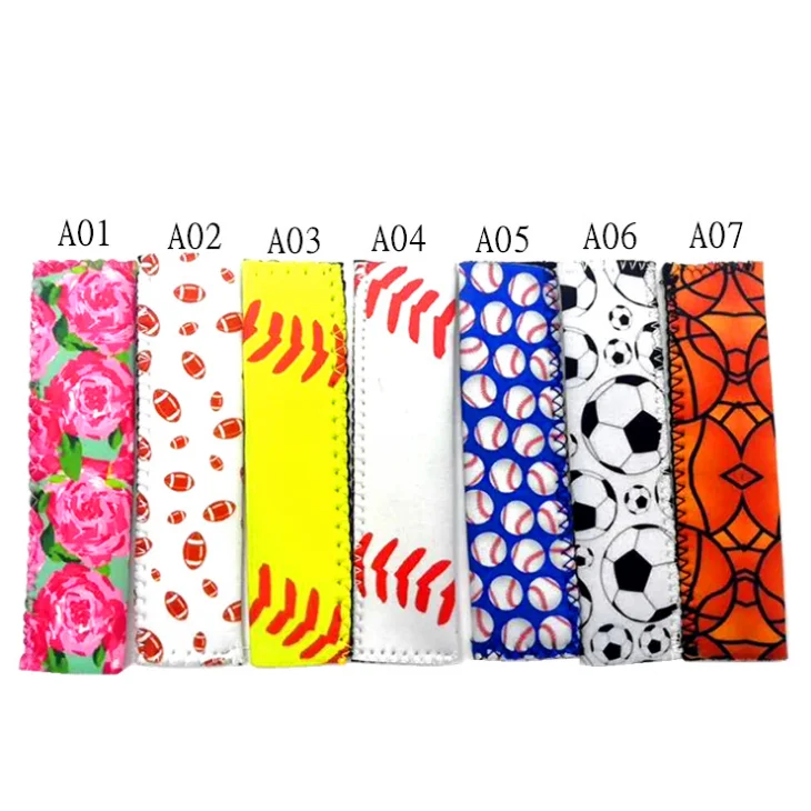 

AAA140 Ice Cream Tools Insulation Holders Anti Freezing Football Flower Style Popsicle Sleeves Neoprene Ice Stick Bag, Multi colour