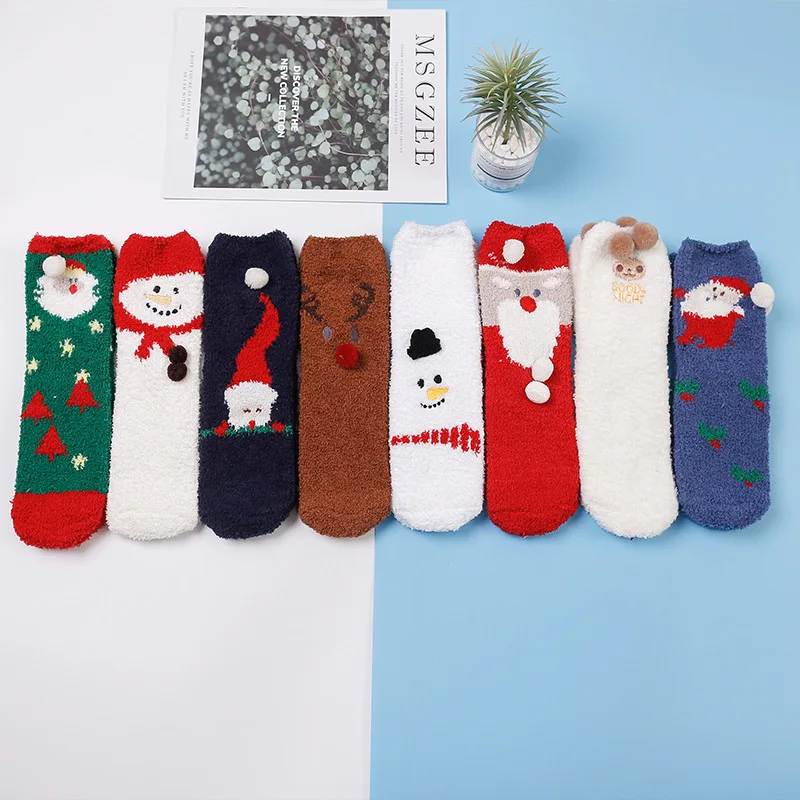 

DL-0401 Winter Warm Super Soft Home Socks Fuzzy Cozy Christmas Socks, Custom color