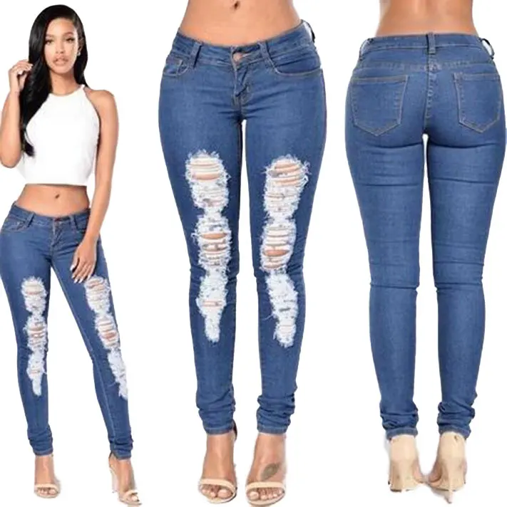 

low price capri denim girls pants women jeans trousers in stock