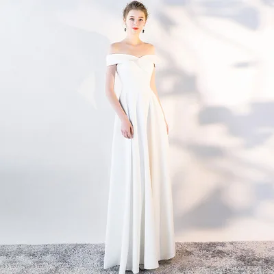 

Wholesale Women Elegant Sexy Sleeveless Off Shoulder Wedding Dresses Bridesmaid Dress