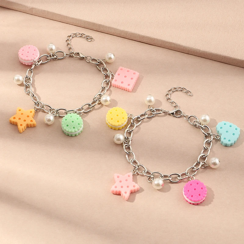 

Fashion Accessories Colorful Bracelets Cookies Pendant Jewelry Charm Bracelets For Children