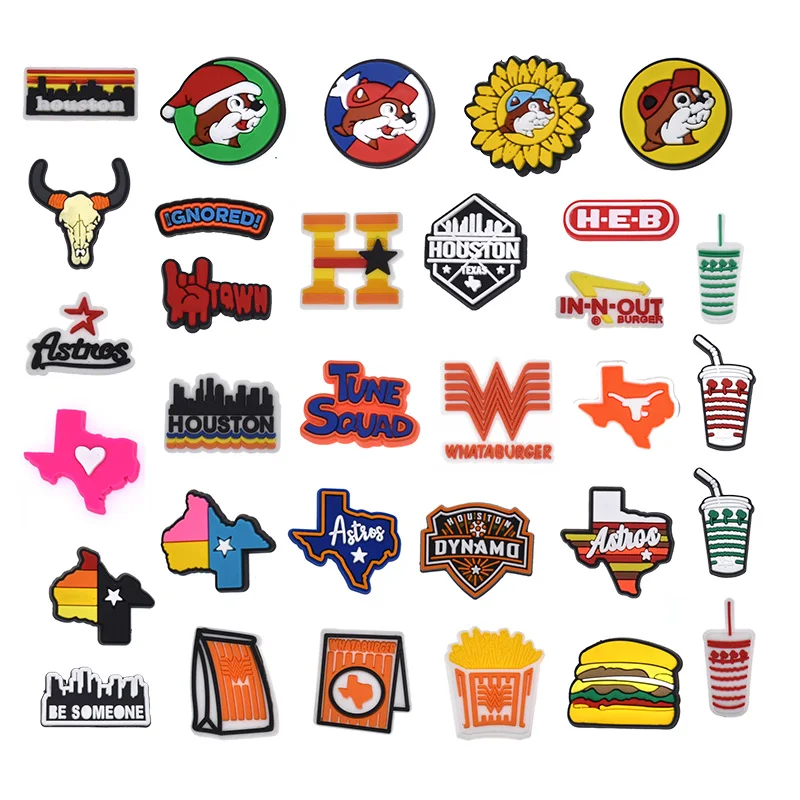 

2022 Houston Croc Charms,Hot Selling Houston shoe charm fit for clog wholesale Texas clog charm for shoe decoration, Customized color