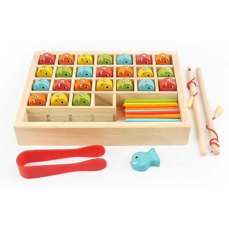 
Montessori Early Wooden Magnetic Fishing Game Education Math Toys for Kids  (62494524330)