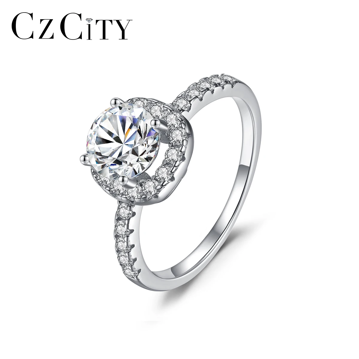 

CZCITY Diamond Shaped Wedding Woman Moissanite Engagement 2022 New White Gold Moissanite Eternity Ring