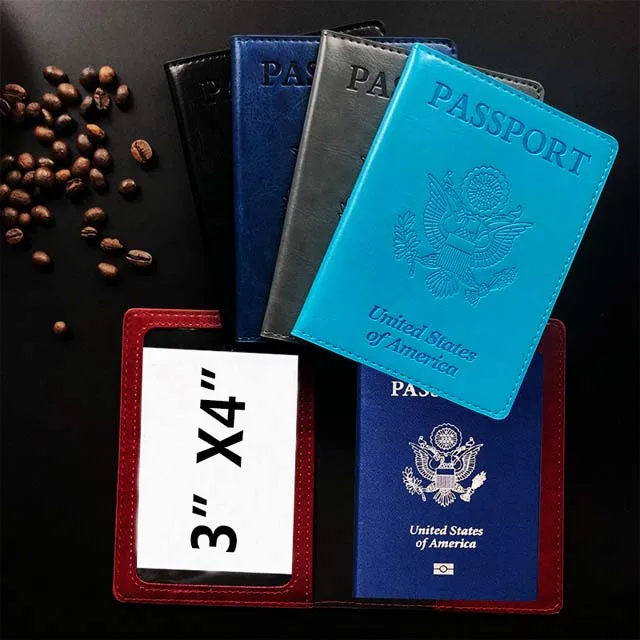 

Amazon Hot Sale 4x3 Inch Pu Leather Vaccination Card Protector Passport And Vaccine Card Holder